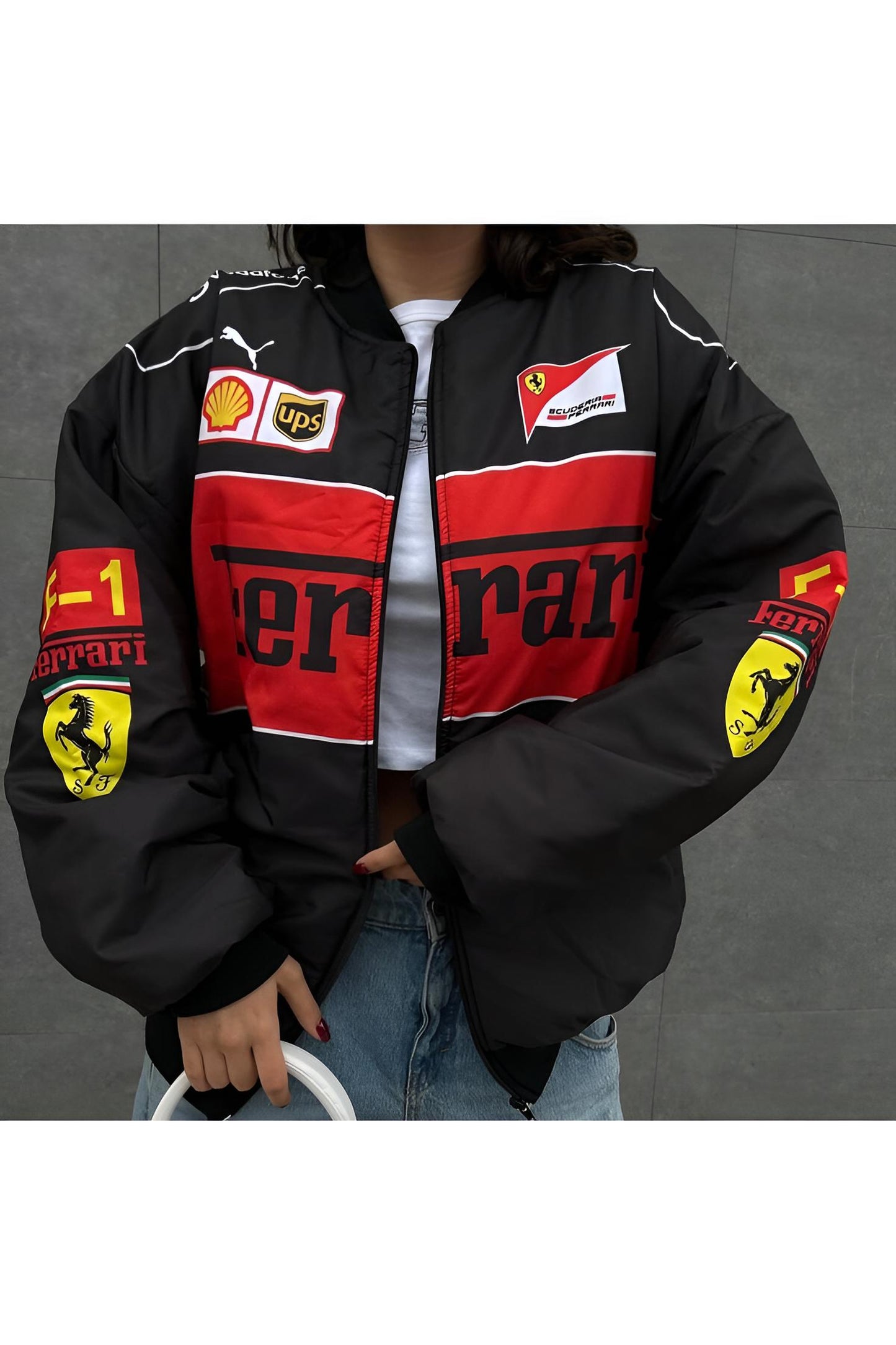 Unisex Black Ferrari F1 Racing Jacket by Exowear
