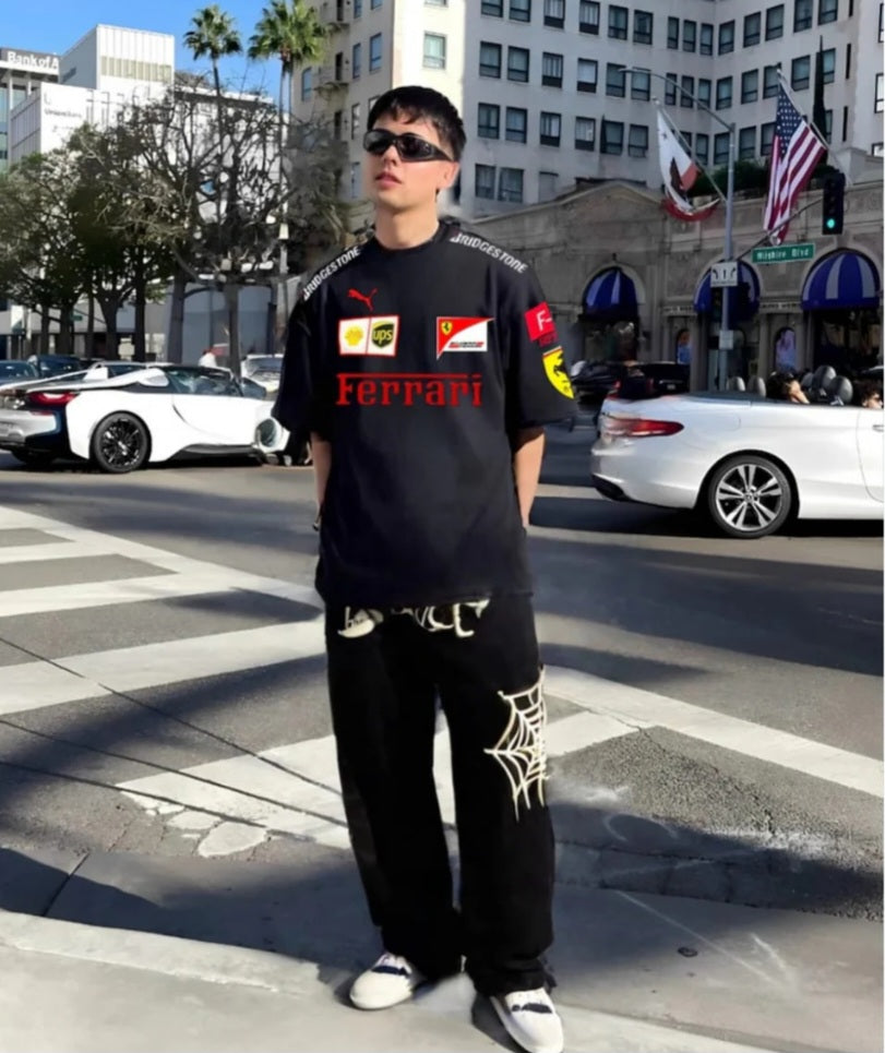 Black Ferrari Racing T‑Shirt – Trending Motorsport Tee