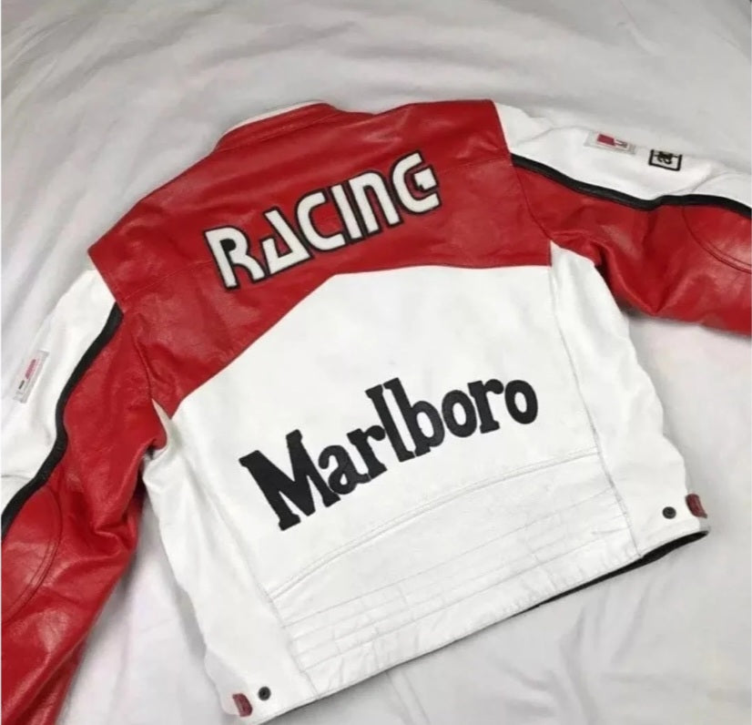 Rarlboro Embroidery Racing Leather Jacket