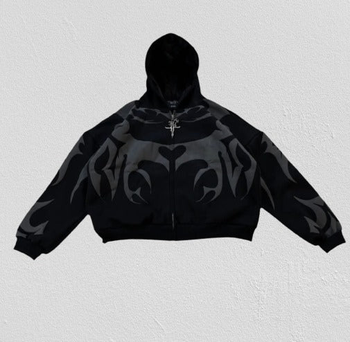 Exowear Depth Hoodie – Y2K Aesthetic Tribal Oversized Streetwear
