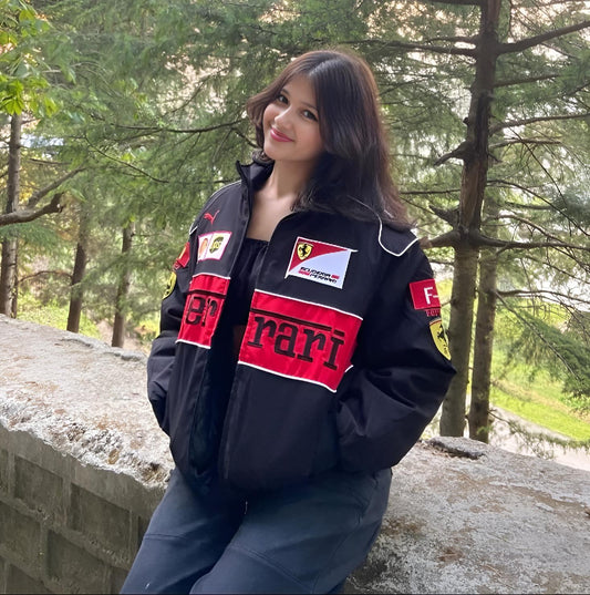 Unisex Black Ferrari F1 Racing Jacket by Exowear