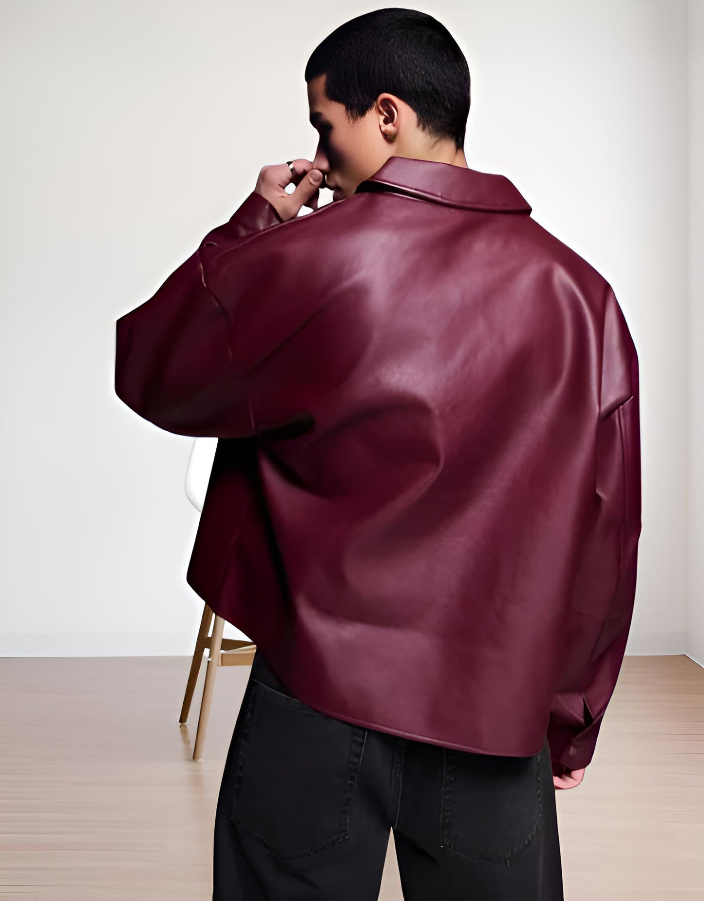 Unique Flux Leather Maroon Jacket By-Exowear
