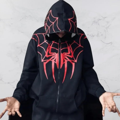 Black Spiderman Hoodie – Streetwear Marvel Zip-Up | Exowear