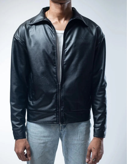 Unisex Black Leather Jacket Fit by Exowear