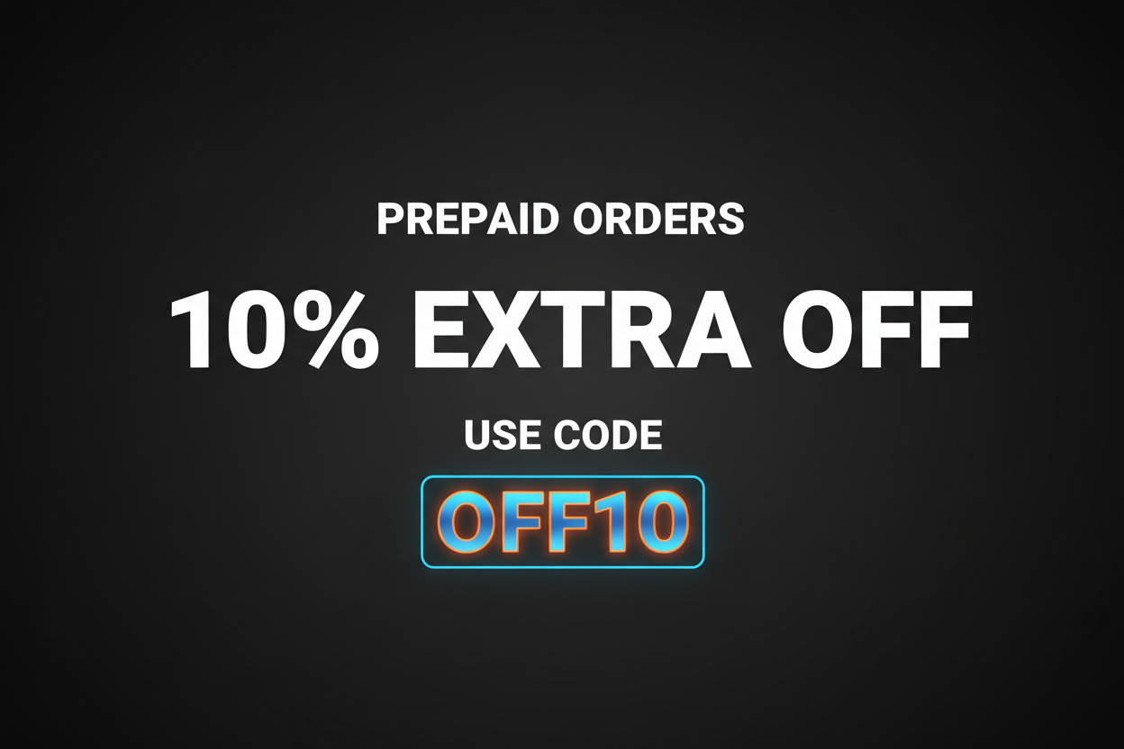 PREPAID ORDERS 10%EXTRA OFF USE CODE OFF10 