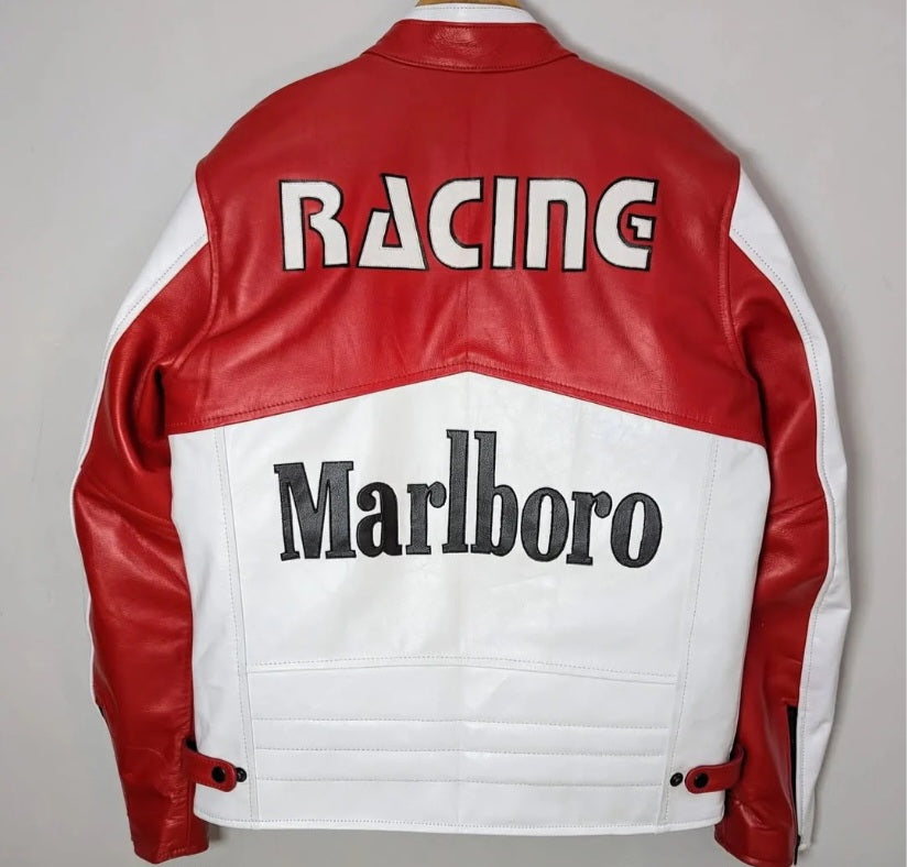 Rarlboro Embroidery Racing Leather Jacket