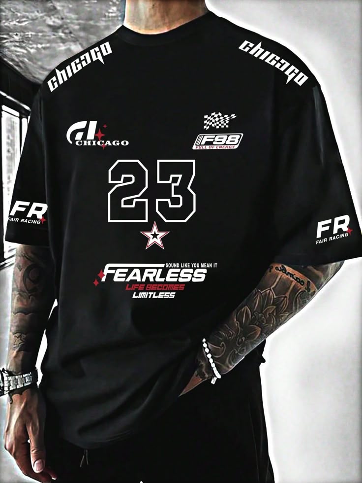 Mens Racing fashion Style print Casual T-shirts Graphics Tee