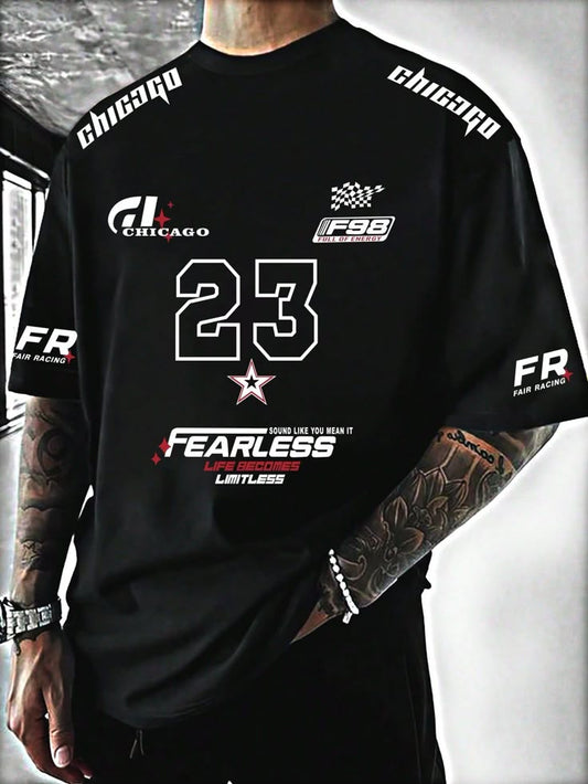 Mens Racing fashion Style print Casual T-shirts Graphics Tee