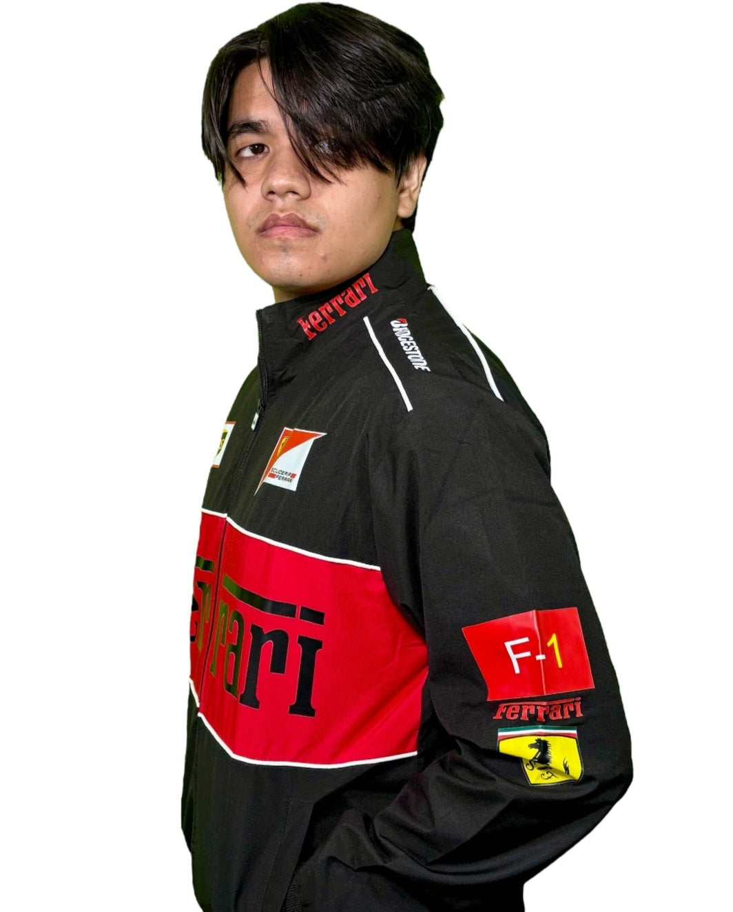Black racing ferrari jacket in black.