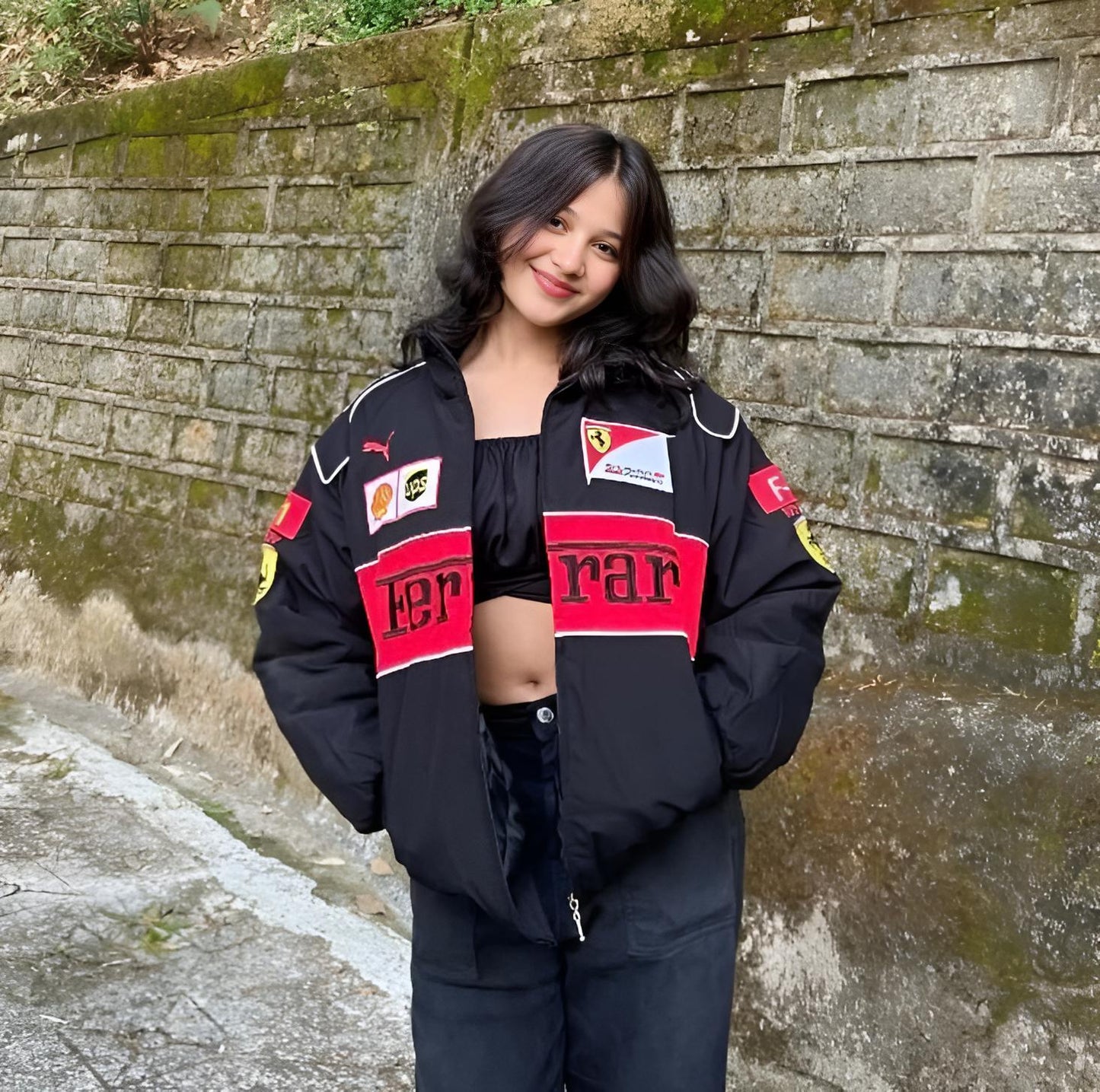Unisex Black Ferrari F1 Racing Jacket by Exowear