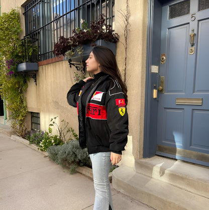Black farrari embroidery Racing Jacket Motorsport style