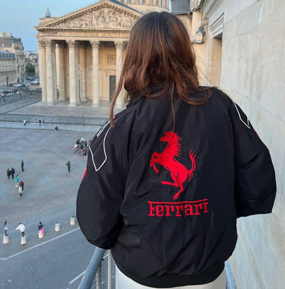 Black farrari embroidery Racing Jacket Motorsport style