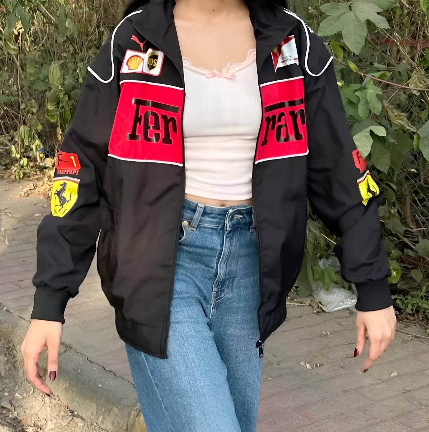 Unisex Black Ferrari F1 Racing Jacket by Exowear