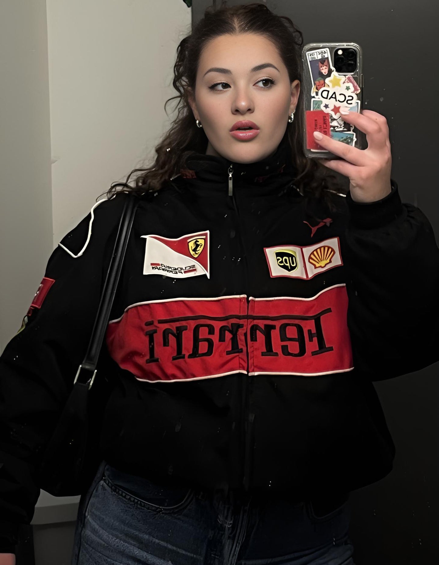 Black farrari embroidery Racing Jacket Motorsport style