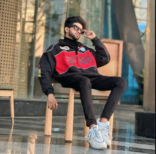 Black Colour Ferrari Racing Jacket by Exowear