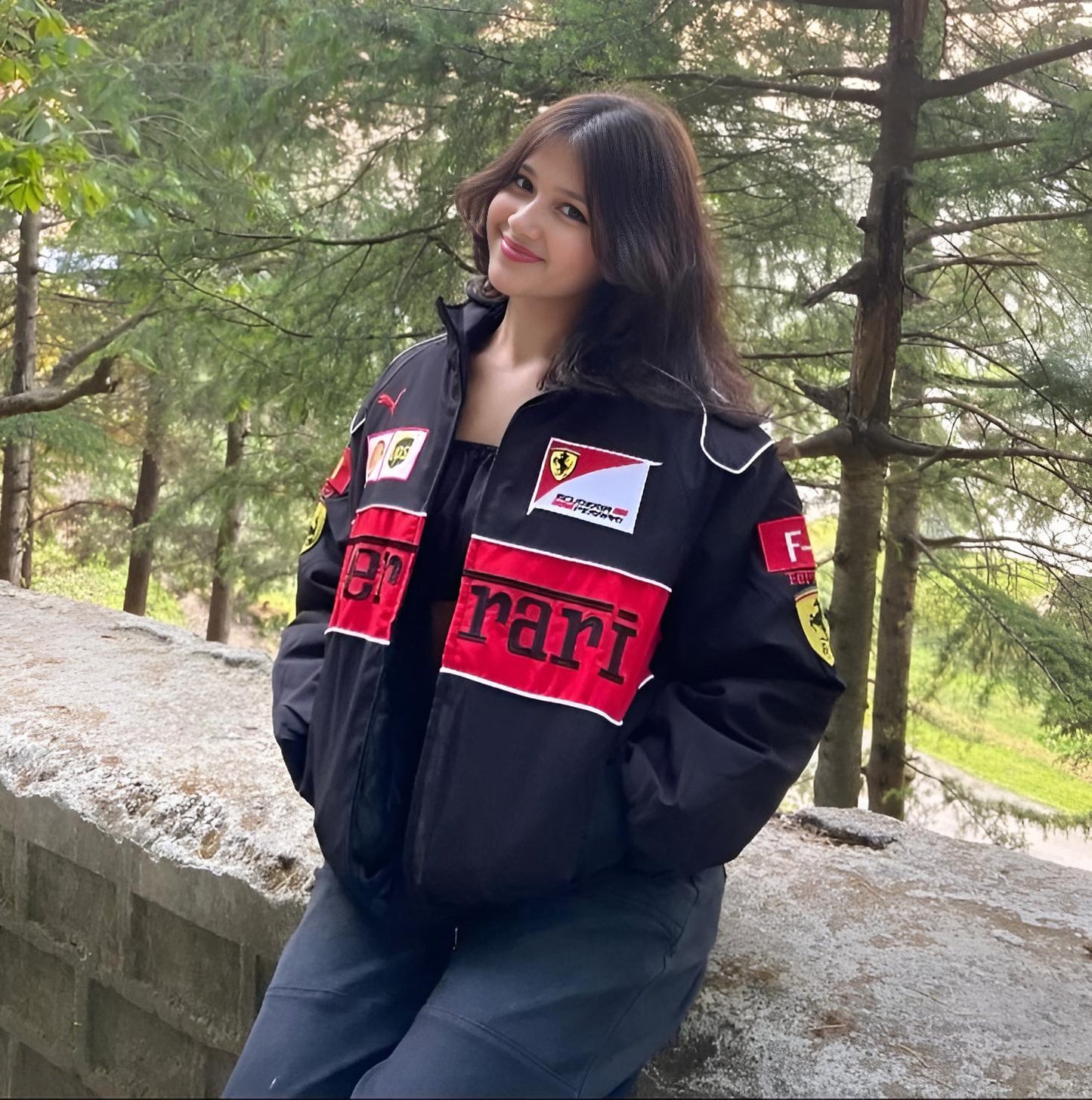 Unisex Black Ferrari F1 Racing Jacket by Exowear