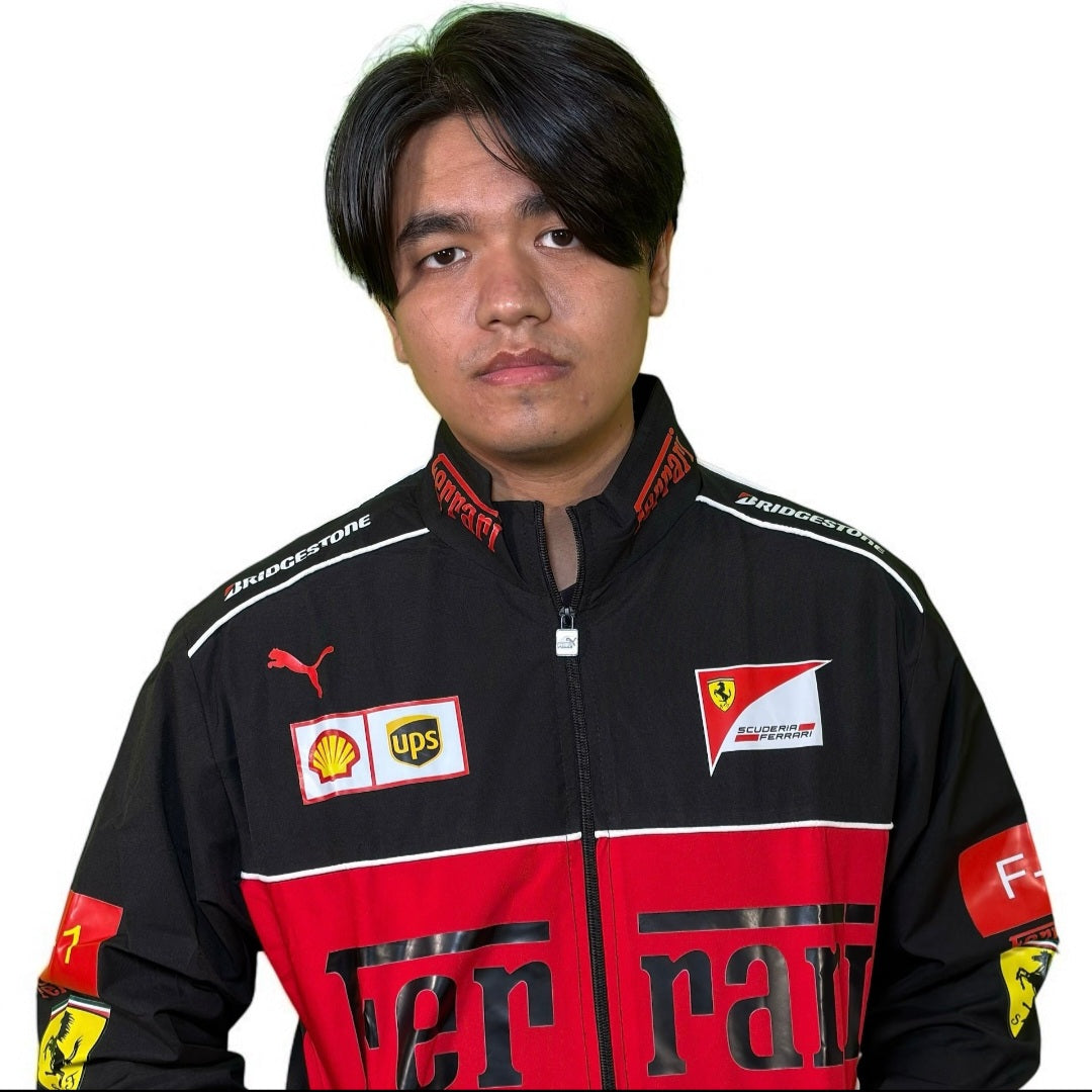 Black racing ferrari jacket in black.