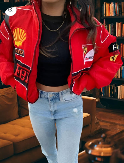 Red Farrari F1 Unisex Puffer  Jacket by Exowear