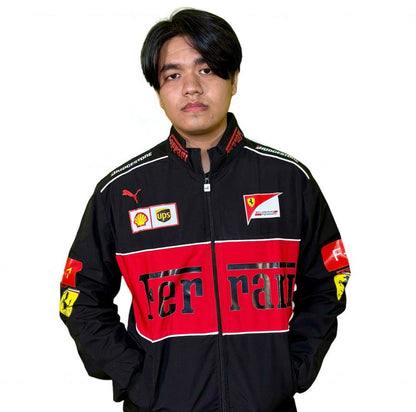 Black racing ferrari jacket in black.