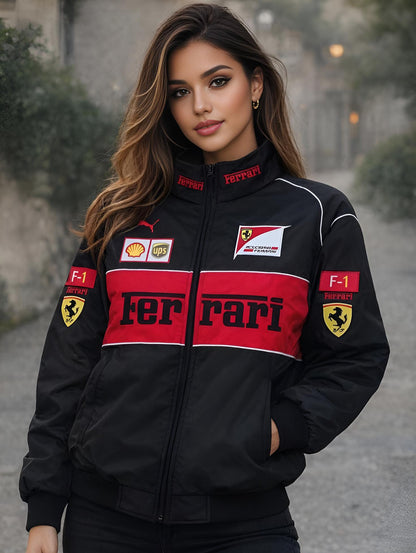 Black farrari embroidery Racing Jacket Motorsport style