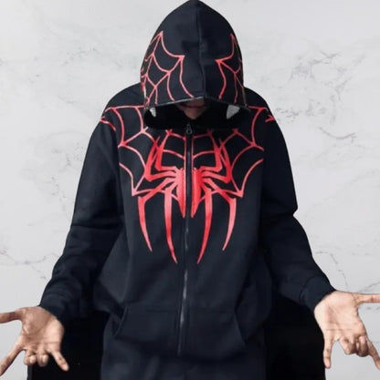 Black Spiderman Hoodie – Streetwear Marvel Zip-Up | Exowear