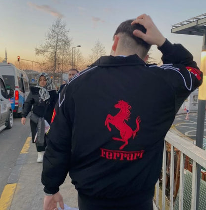Black farrari embroidery Racing Jacket Motorsport style