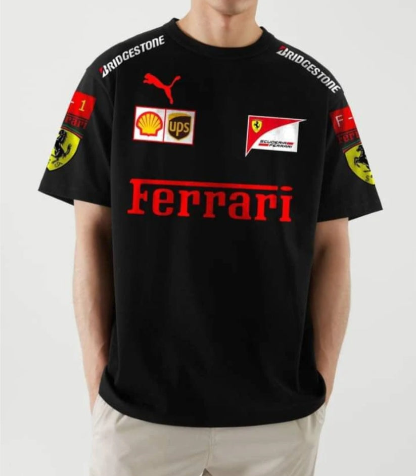 Black Ferrari Racing T‑Shirt – Trending Motorsport Tee